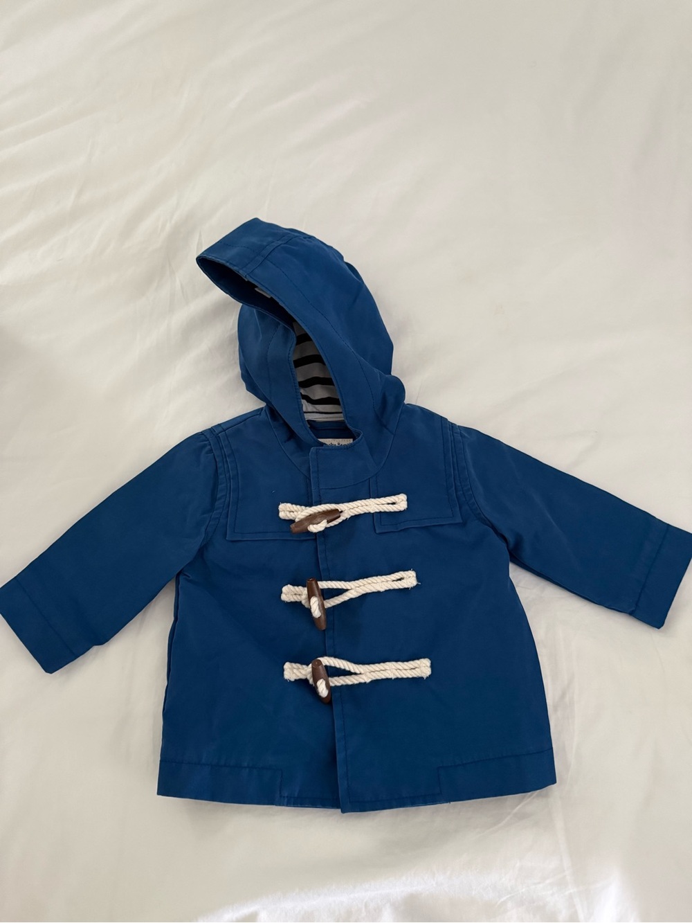 babyGap x Paddington Bear Blue Toggle Duffle Coat Jacket Striped Hood